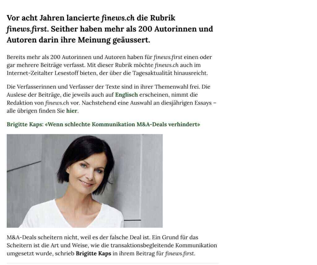 Acht Jahre finews.first Acht Jahre finews.first